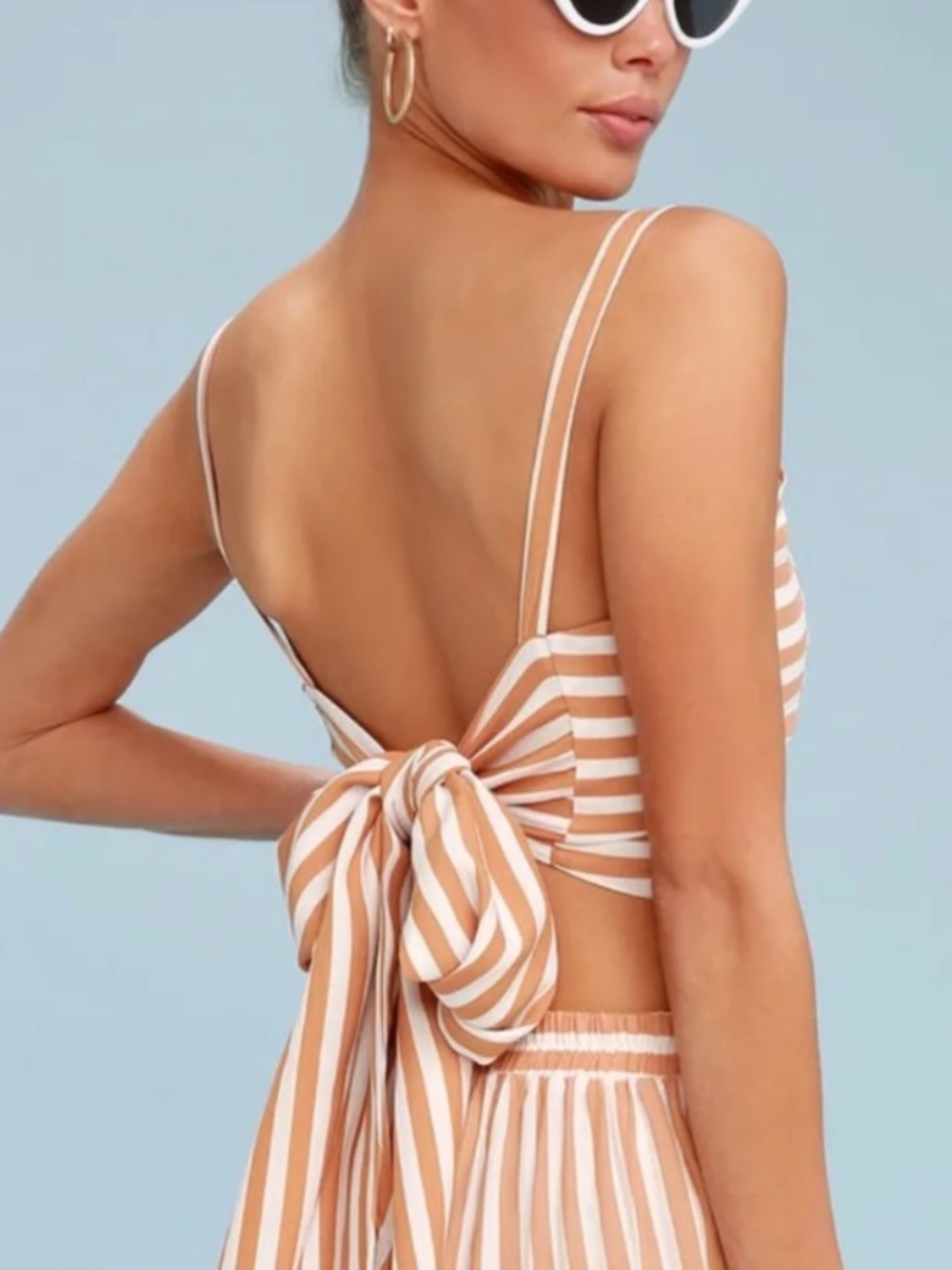 Faithfull the Brand Fortelina Tie-Back Crop Top Women's Size 4 Striped (Y)